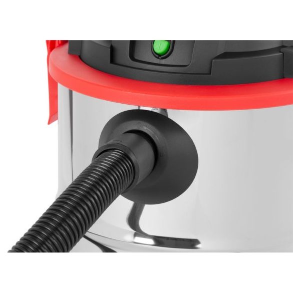 Ipari száraz-nedves porszívó, Strend Pro K-411F/1200, ezüst/fekete, 1200 W, tartály: 20 l, rozsdamentes acél tartály