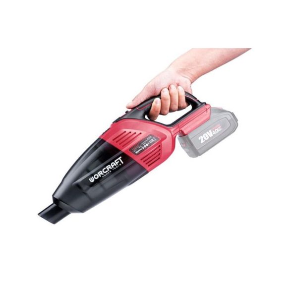 Akkumulátoros autós porszívó, Worcraft CPVC-S20Li ShareSYS, piros/fekete, 3,8 kPa, tartály: 500 ml, 20 V Li-Ion, akkumulátor és töltő nélkül