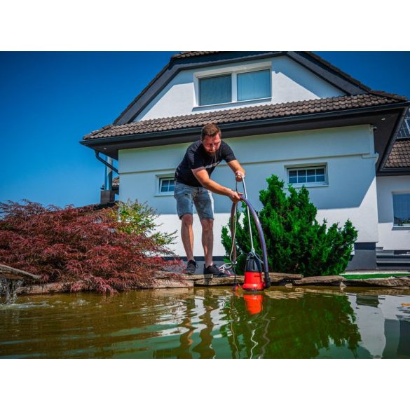 Elektromos búvárszivattyú, Strend Pro Garden MW400, piros/fekete, 400 W, 10 m kábel, maximális emelőmagasság: 5 m, 125 l/perc, IPX8, tiszta és enyhén szennyezett vízhez