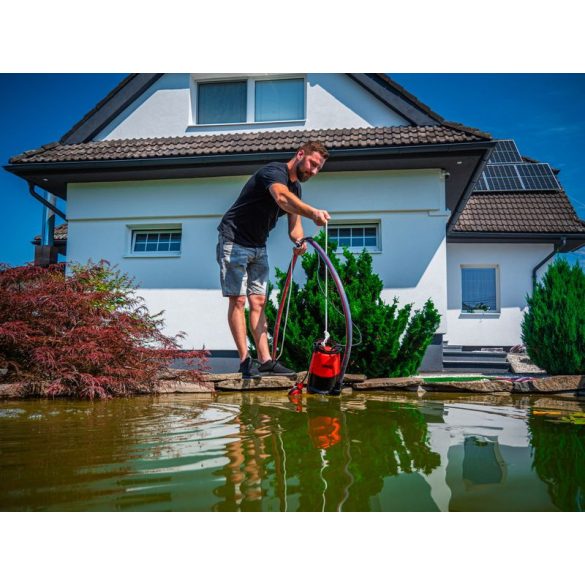 Elektromos búvárszivattyú, Strend Pro Garden MC900E, piros/fekete, 900 W, 10 m kábel, 300 l/perc, IP68, úszókapcsolós, tiszta vízhez és szennyvízhez