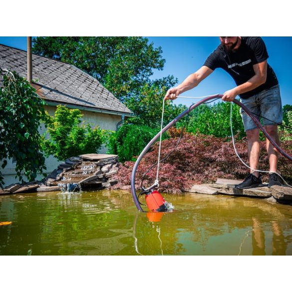 Elektromos búvárszivattyú, Strend Pro Garden MC900E, piros/fekete, 900 W, 10 m kábel, 300 l/perc, IP68, úszókapcsolós, tiszta vízhez és szennyvízhez