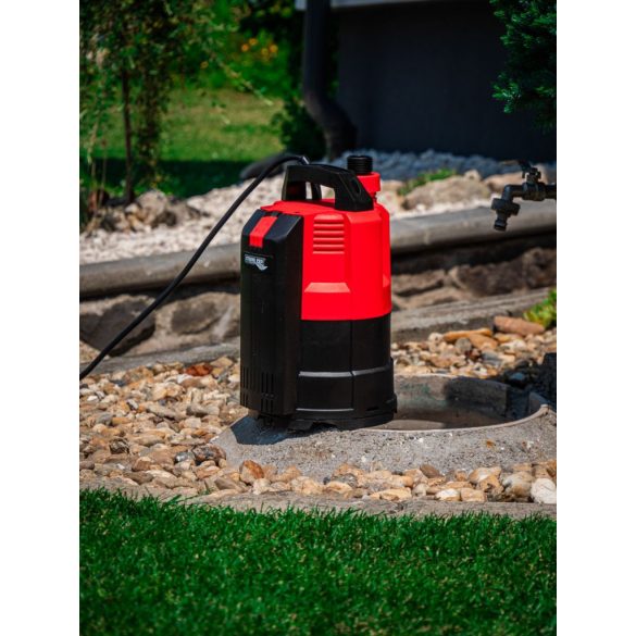 Elektromos búvárszivattyú, Strend Pro Garden MI550CW, piros/fekete, 550 W, 10 m kábel, maximális emelőmagasság: 8,5 m, 167 l/perc, IPX8, tiszta vízhez, úszókapcsolós