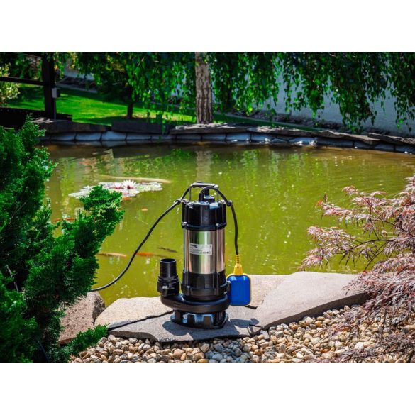 Elektromos búvárszivattyú, Strend Pro Garden SCV750, fekete/ezüst, 750 W, 6 m kábel, maximális emelőmagasság: 10 m, 300 l/perc, IPX8, szennyvízhez