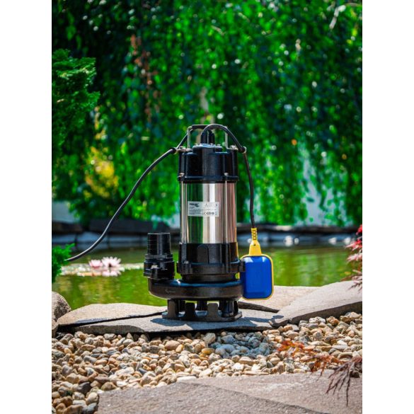 Elektromos búvárszivattyú, Strend Pro Garden SCV750, fekete/ezüst, 750 W, 6 m kábel, maximális emelőmagasság: 10 m, 300 l/perc, IPX8, szennyvízhez