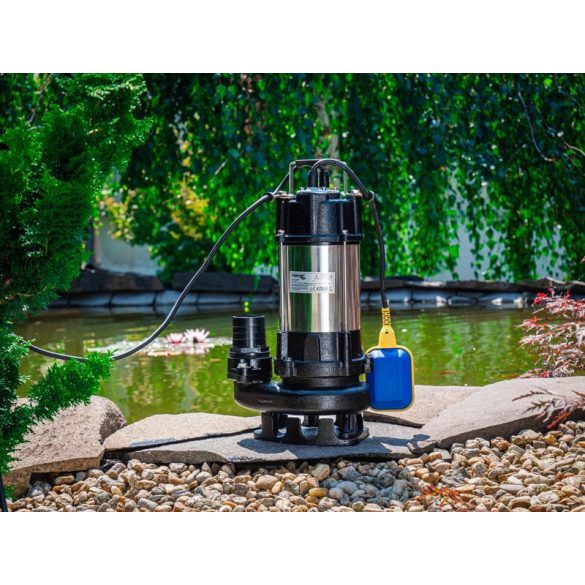 Elektromos búvárszivattyú, Strend Pro Garden SCV750, fekete/ezüst, 750 W, 6 m kábel, maximális emelőmagasság: 10 m, 300 l/perc, IPX8, szennyvízhez