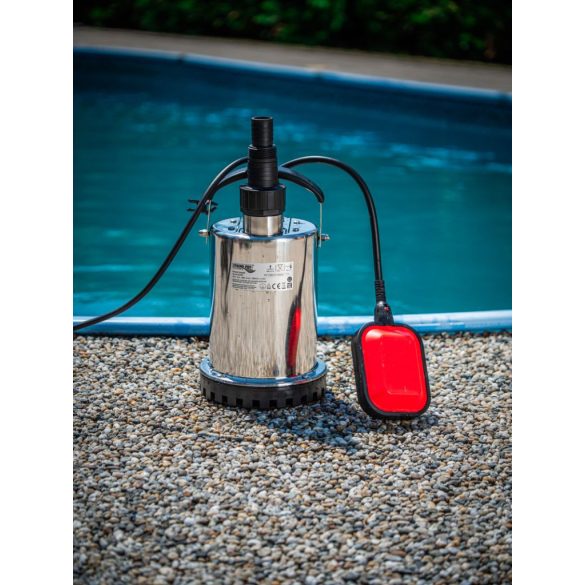 Elektromos búvárszivattyú, Strend Pro MQ 400 INOX, ezüst, 400 W, 10 m kábel, maximális emelőmagasság: 6,5 m, 117 l/perc, tiszta vízhez, úszókapcsolós