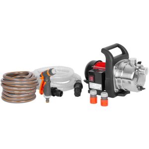 Elektromos kerti szivattyú, Strend Pro Garden MJP1000, szürke/fekete, 1000 W, 1,2 m kábel, maximális emelőmagasság: 44 m, 57 l/perc, tiszta és klóros vízhez, komplett készlet tömlőkkel és fúvókával