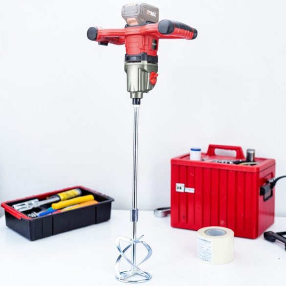 Akkumulátoros habarcskeverő, Worcraft CMX-S20LiB ShareSYS, piros/fekete, M14, maximum 120 mm keverőlapát, 250-650 fordulat/perc, 20 V Li-Ion, akkumulátor és töltő nélkül