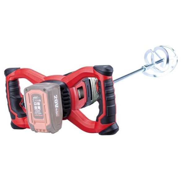 Akkumulátoros habarcskeverő, Worcraft CMX-S20LiB ShareSYS, piros/fekete, M14, maximum 120 mm keverőlapát, 250-650 fordulat/perc, 20 V Li-Ion, akkumulátor és töltő nélkül