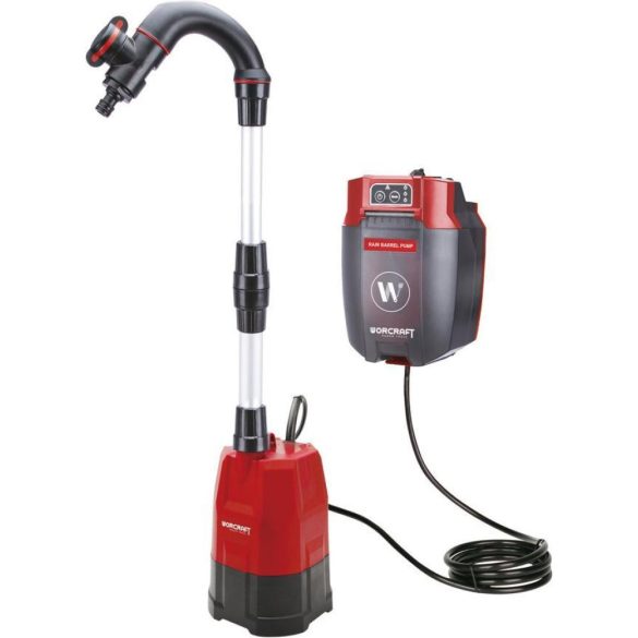 Akkumulátoros búvárszivattyú, Worcraft CRWP-S20Li ShareSYS, piros/fekete, 20 V, 42 l/perc, vezeték nélküli, akkumulátor és töltő nélkül, tiszta vízhez