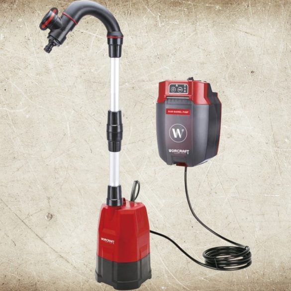 Akkumulátoros búvárszivattyú, Worcraft CRWP-S20Li ShareSYS, piros/fekete, 20 V, 42 l/perc, vezeték nélküli, akkumulátor és töltő nélkül, tiszta vízhez