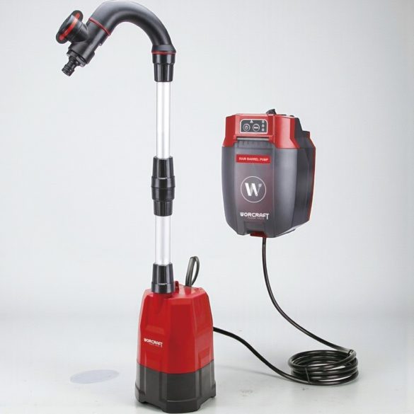 Akkumulátoros búvárszivattyú, Worcraft CRWP-S20Li ShareSYS, piros/fekete, 20 V, 42 l/perc, vezeték nélküli, akkumulátor és töltő nélkül, tiszta vízhez