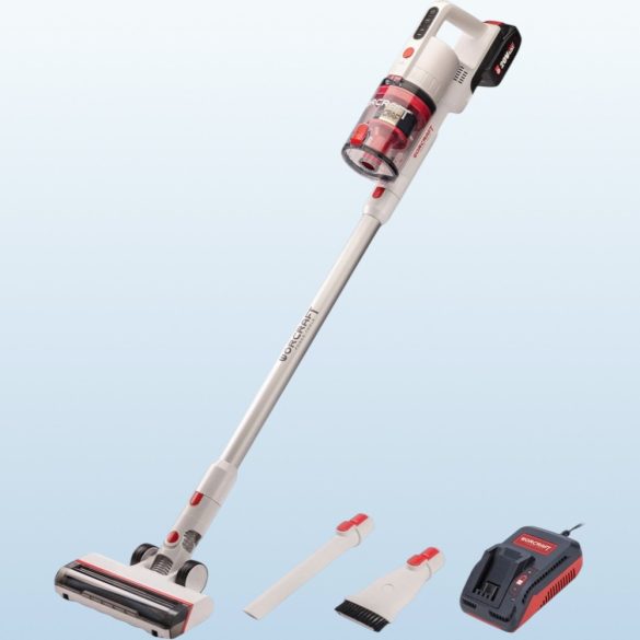 Akkumulátoros állóporszívó, Worcraft CPVC-S20LiBM ShareSYS, fehér, 15–20 kPa, tartály: 1200 ml, 20 V Li-Ion, 4,0 Ah, akkumulátorral és töltővel