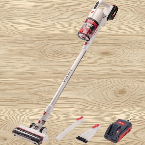 Akkumulátoros állóporszívó, Worcraft CPVC-S20LiBM ShareSYS, fehér, 15–20 kPa, tartály: 1200 ml, 20 V Li-Ion, 4,0 Ah, akkumulátorral és töltővel