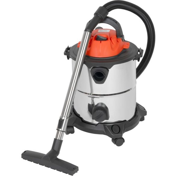 Ipari száraz-nedves porszívó, Strend Pro MWD192, ezüst/fekete, 1200 W, 18 kPa, tartály: 20 l, 1,5 m szívótömlő, rozsdamentes acél tartály