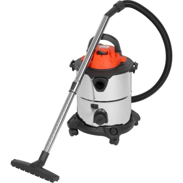 Ipari száraz-nedves porszívó, Strend Pro MWD192, ezüst/fekete, 1200 W, 18 kPa, tartály: 20 l, 1,5 m szívótömlő, rozsdamentes acél tartály