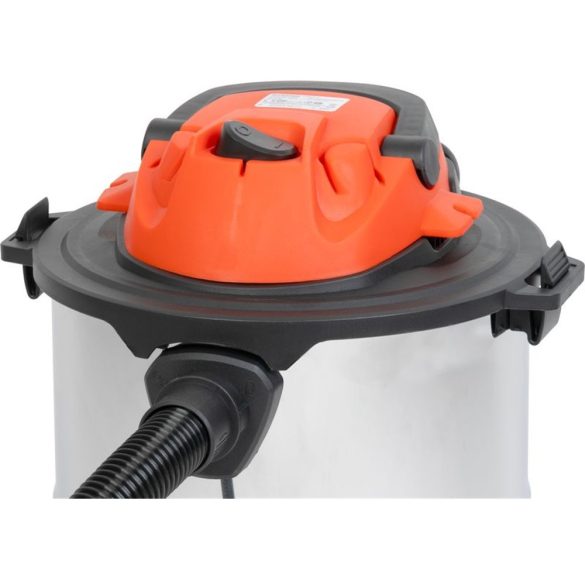 Ipari száraz-nedves porszívó, Strend Pro MWD192, ezüst/fekete, 1200 W, 18 kPa, tartály: 20 l, 1,5 m szívótömlő, rozsdamentes acél tartály