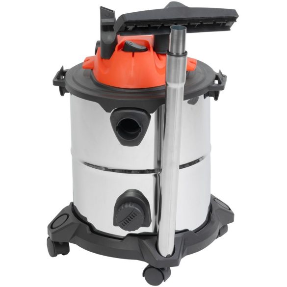 Ipari száraz-nedves porszívó, Strend Pro MWD192, ezüst/fekete, 1200 W, 18 kPa, tartály: 20 l, 1,5 m szívótömlő, rozsdamentes acél tartály