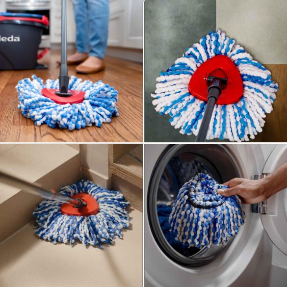 Felmosó szett, Vileda H2Pro, pedálos, kétkamrás vödörrel, forgó, mikroszálas fej, háromszög fej, mosógépben mosható