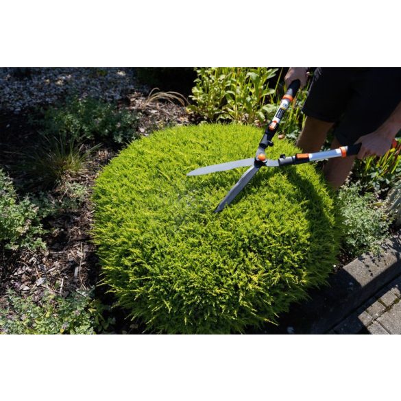 Sövényvágó olló, Strend Pro Garden KT3833A, fekete/narancssárga, alumínium nyél, acél penge, maximum 20 mm átmérő, teleszkópos