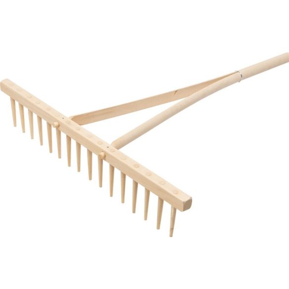 Kerti gereblye, Strend Pro Garden, 16 fogú, fa fej, fa nyél, 55 cm munkaszélesség, 159 cm nyél