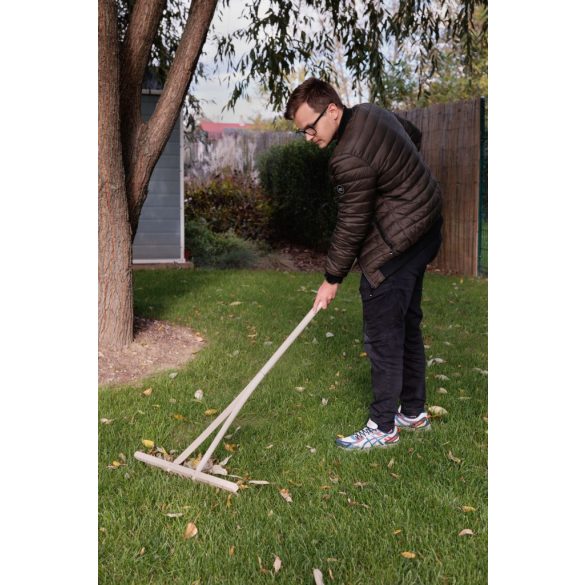 Kerti gereblye, Strend Pro Garden, 16 fogú, fa fej, fa nyél, 55 cm munkaszélesség, 159 cm nyél