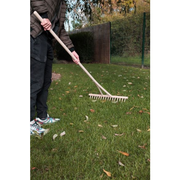 Kerti gereblye, Strend Pro Garden, 16 fogú, fa fej, fa nyél, 55 cm munkaszélesség, 159 cm nyél