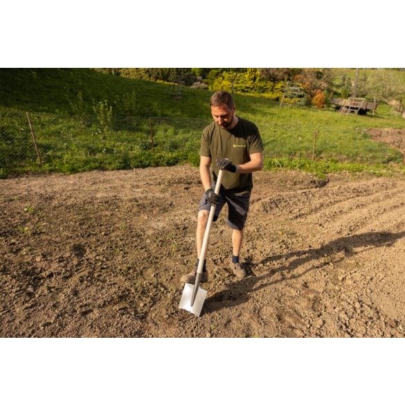 Ásó, Strend Pro Garden S592.WH, egyenes fej, sötétszürke, acél fej, egyenes fa nyél