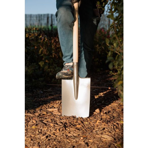 Ásó, Strend Pro Garden S592.WH, egyenes fej, szürke, acél fej, fa nyél, D markolat