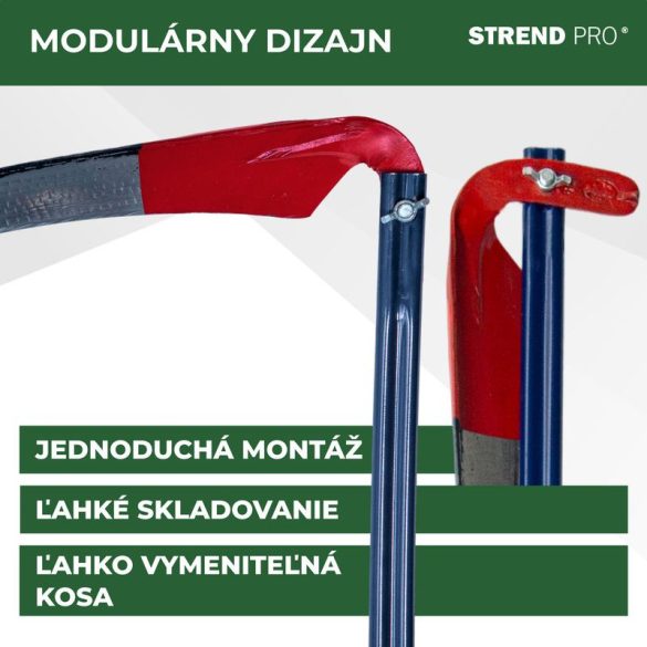 Kaszapenge, Strend Pro Garden, 70 cm, piros védőfestés, kovácsolt acél, hagyományos kivitel, íves, hegyes végű penge, kézi használatra, nyél nélkül