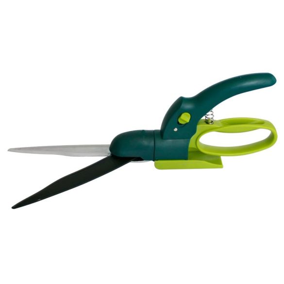 Szegélynyíró olló, Strend Pro Garden KT3716 Profi, zöld, műanyag nyél, acél penge, 360°-ban forgatható