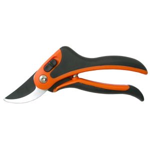 Metszőolló, Strend Pro Premium 3158B, fekete/narancssárga, 210 mm, műanyag test, acél penge, maximum 20 mm átmérő