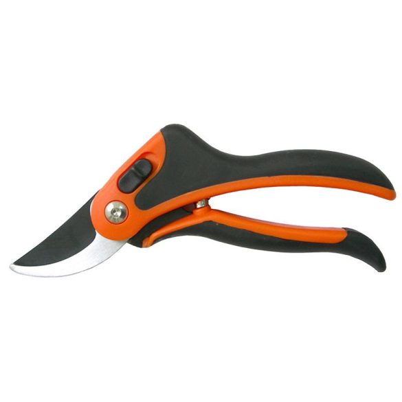 Metszőolló, Strend Pro Premium 3158B, fekete/narancssárga, 210 mm, műanyag test, acél penge, maximum 20 mm átmérő