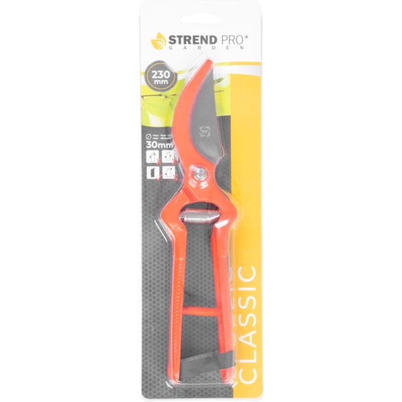 Metszőolló, Strend Pro Garden P8105, piros, 230 mm, acél test, acél penge, maximum 30 mm átmérő