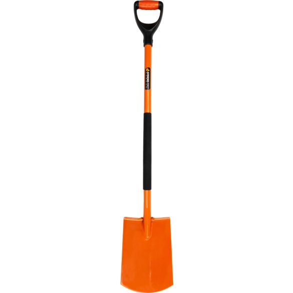 Ásó, Strend Pro Garden, 120 cm, egyenes fej, narancssárga, acél fej, acél nyél, D markolat, hegesztett fej-nyél kapcsolat