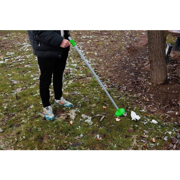 Kézi szemétszedő, Strend Pro Premium, ezüst, 100 cm, alumínium nyél, acél tüskék, hajlás nélkül használható, kerti és közterületi szemétszedéshez