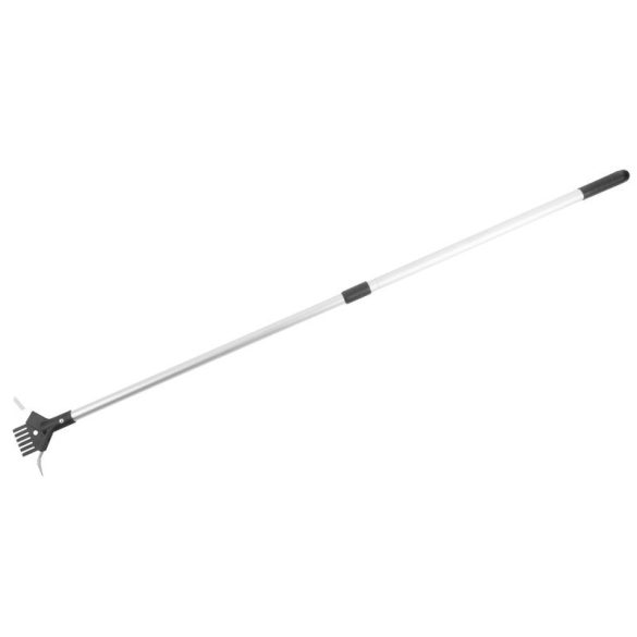 Kerti gyomeltávolító, Strend Pro Premium, ezüst, 135 cm, alumínium nyél, dupla fej, acél kés, gereblye, teleszkópos, járda, térkő és autóbehajtó fugaközökhöz