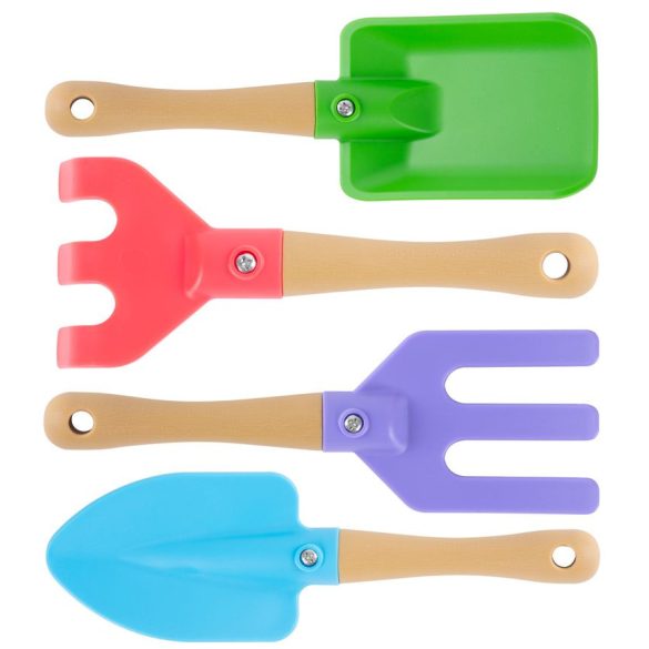 Gyerek kerti szerszámkészlet, Strend Pro Herrison GS402, 4 db, 2 lapát, 2 gereblye, műanyag