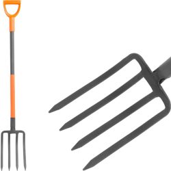   Villa, Strend Pro Garden, fekete/narancssárga, 120 cm, acél fej, acél nyél, 4 ágú, D markolat