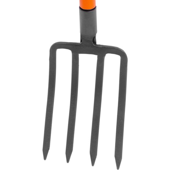 Villa, Strend Pro Garden, fekete/narancssárga, 120 cm, acél fej, acél nyél, 4 ágú, D markolat