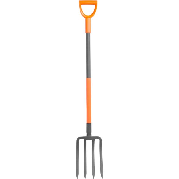 Villa, Strend Pro Garden, fekete/narancssárga, 120 cm, acél fej, acél nyél, 4 ágú, D markolat