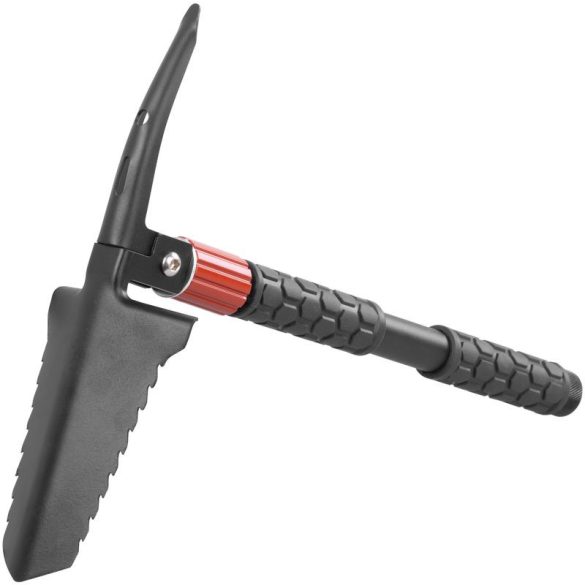 Összecsukható lapát, Strend Pro Tactic, 36 x 28 cm, 8 funkciós, övre rögzíthető tokban, üvegtörő acélheggyel