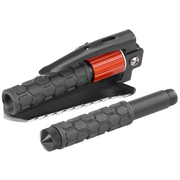 Összecsukható lapát, Strend Pro Tactic, 36 x 28 cm, 8 funkciós, övre rögzíthető tokban, üvegtörő acélheggyel