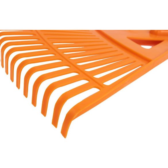 Lombseprű, gereblye, Strend Pro Garden R130, narancssárga, 27 fogú, műanyag fej, fa nyél, 58 cm munkaszélesség, 160 cm nyél