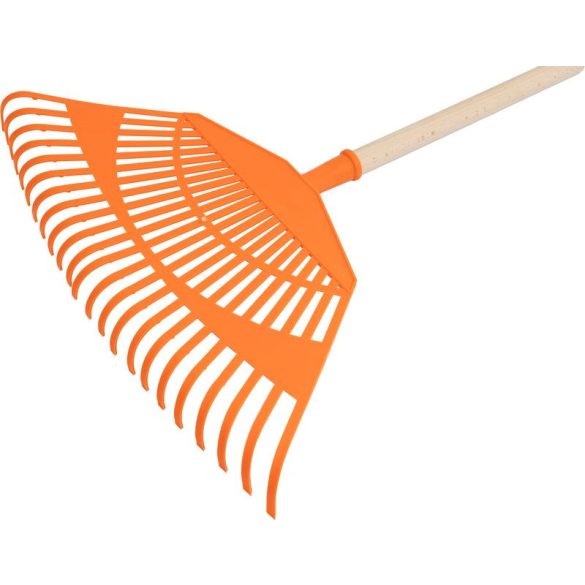 Lombseprű, gereblye, Strend Pro R144, zöld, 23 fogú, műanyag fej, fa nyél, 54 cm munkaszélesség, 125 cm nyél