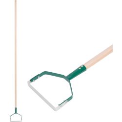   Kézi kultivátor, Strend Pro Garden, zöld, 150 cm, fém fej, fa nyél, talajlazító, ágyás előkészítéshez, trapéz alakú keret