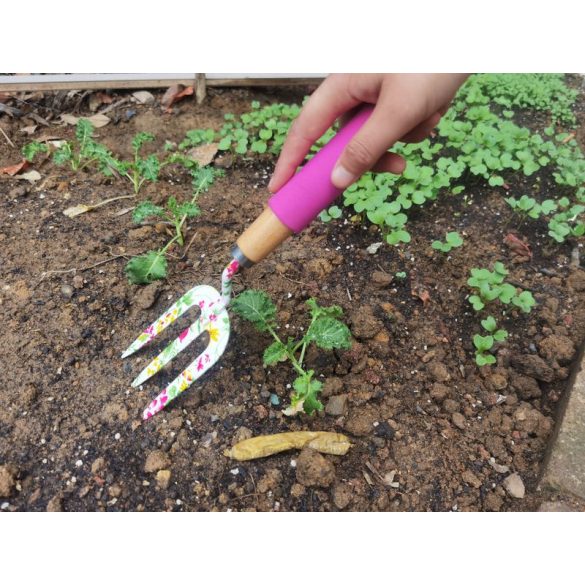 Kerti szerszámkészlet, Strend Pro Garden Ladies Line, 3 db, virágmintás, 1 gereblye, 1 lapát, 1 villa