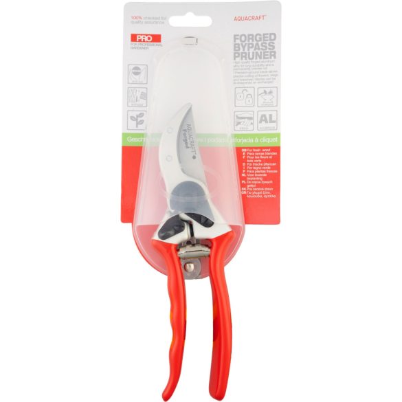 Metszőolló, Aquacraft 330500, piros, alumínium test, acél penge, maximum 25 mm átmérő, övtáskával