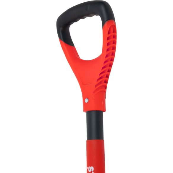 Ásó, Strend Pro Premium RedShark, 115 cm, hegyes fej, fekete/piros, acél fej, üvegszálas nyél, D markolat, fogazott él, bordázott