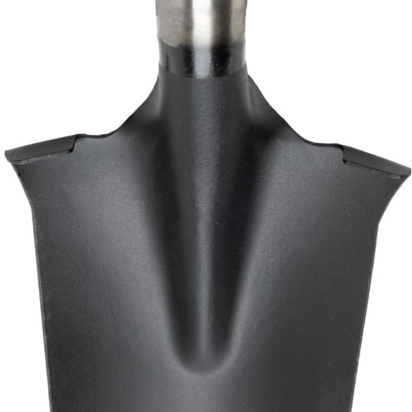 Ásó, Strend Pro Premium RedShark, 128 cm, keskeny fej, fekete/piros, acél fej, üvegszálas nyél, D markolat, fogazott él, bordázott, csatornázó